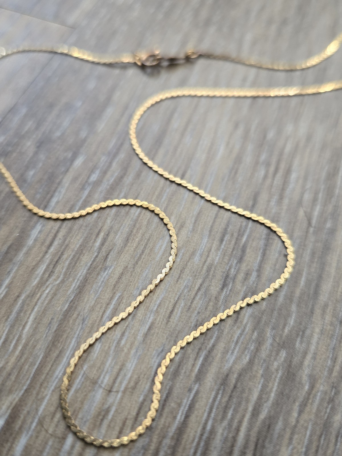 14k solid yellow gold chain serpentine flat 1mm necklace, s-link 14in, 1.54g