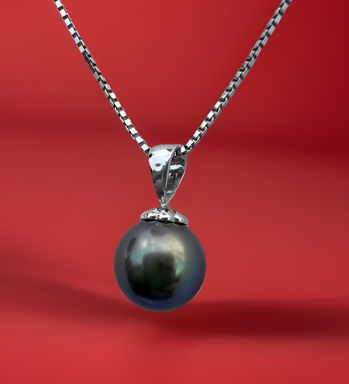 Vintage Black South Sea Tahitian Pearl Pendant AAA Top Quality 9-10MM +925 Chain
