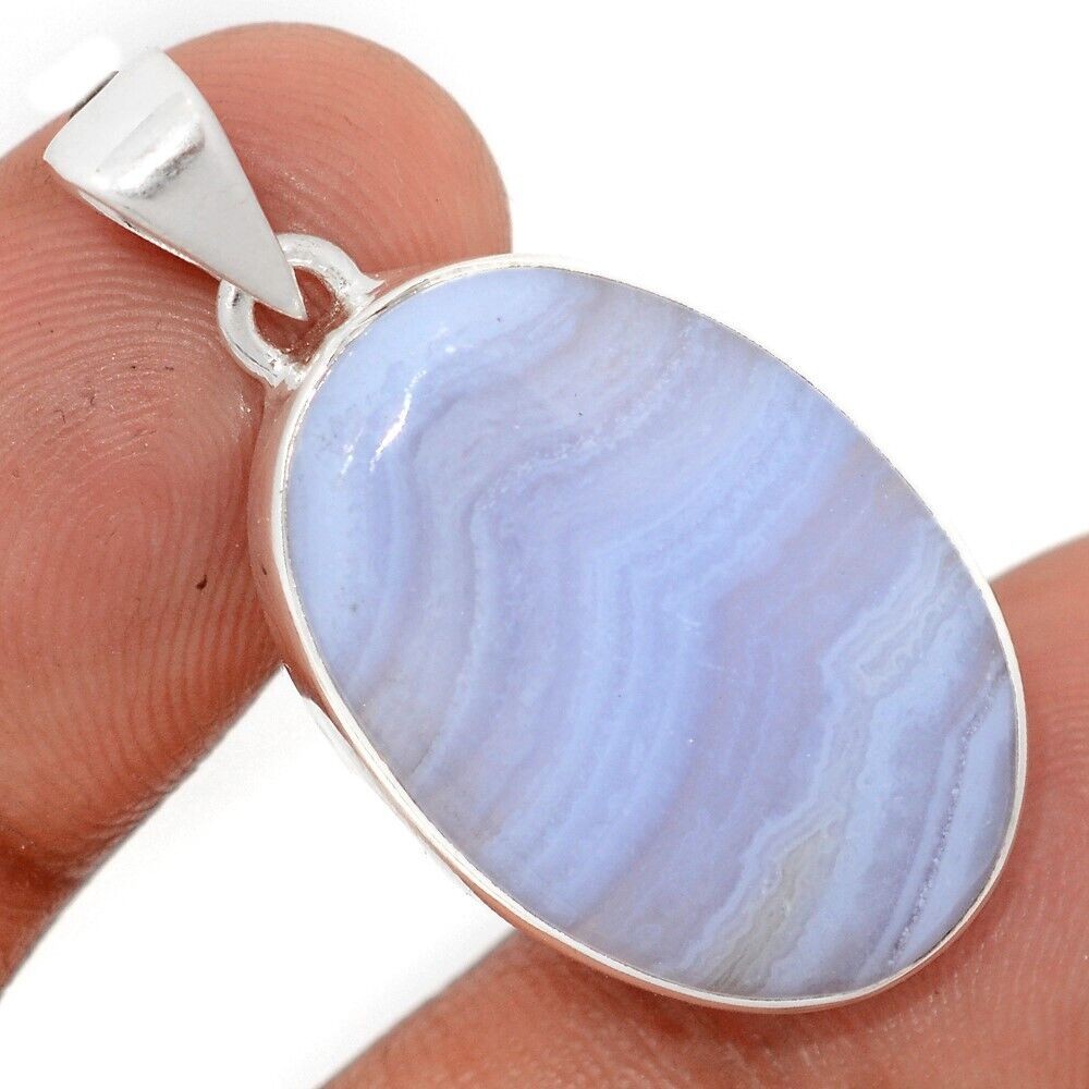 Natural Blue Lace Agate – South Africa 925 Silver Pendant Jewelry CP68431