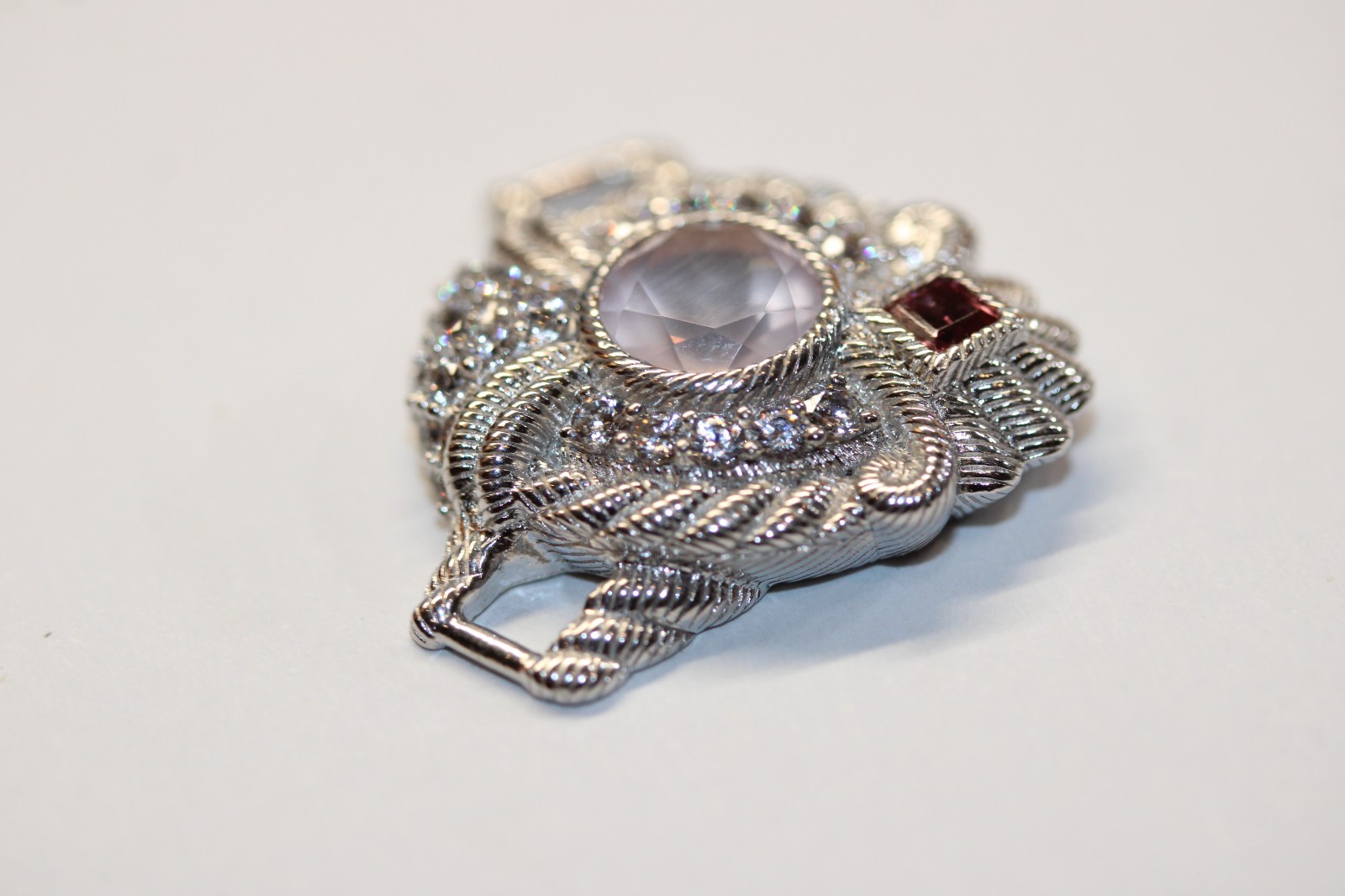❤ Judith Ripka Sterling Silver Rose Quartz Rope Enhancer ❤ # 0083