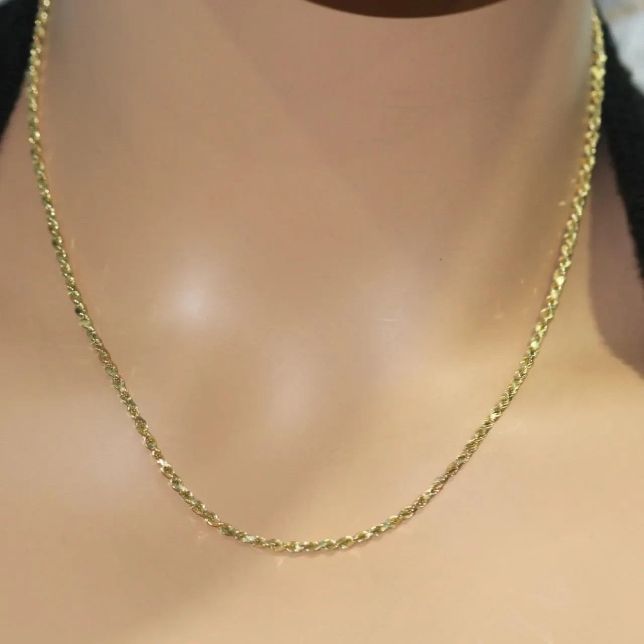 14k Yellow gold Diamond Cut Loose Rope Chain 19 inches