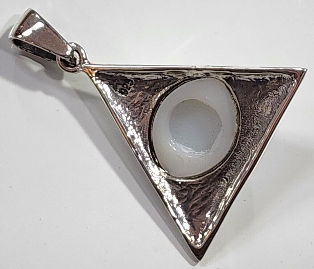 Evil Eye Pendant Triangle 925 Sterling Silver Green Eye # G2