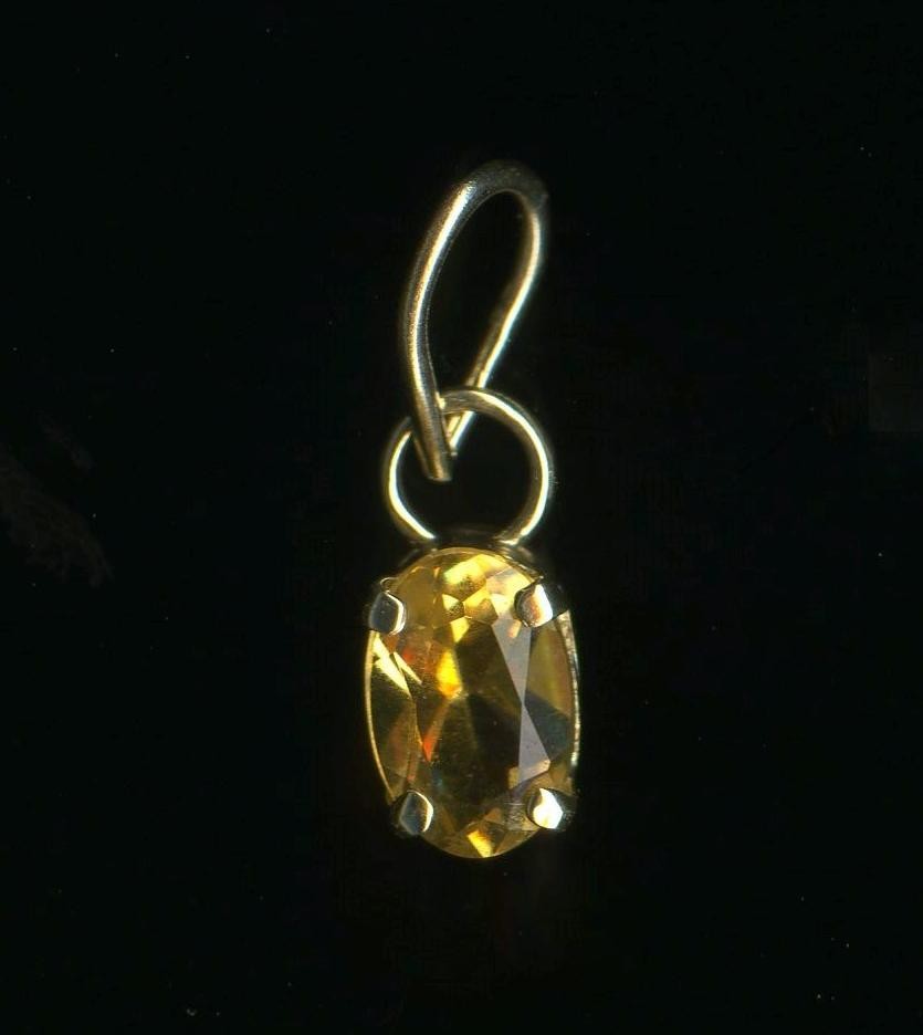 New 14K Solid Yellow Gold 6mm Oval Orange Citrine Gemstone Solitaire Pendant -UZ