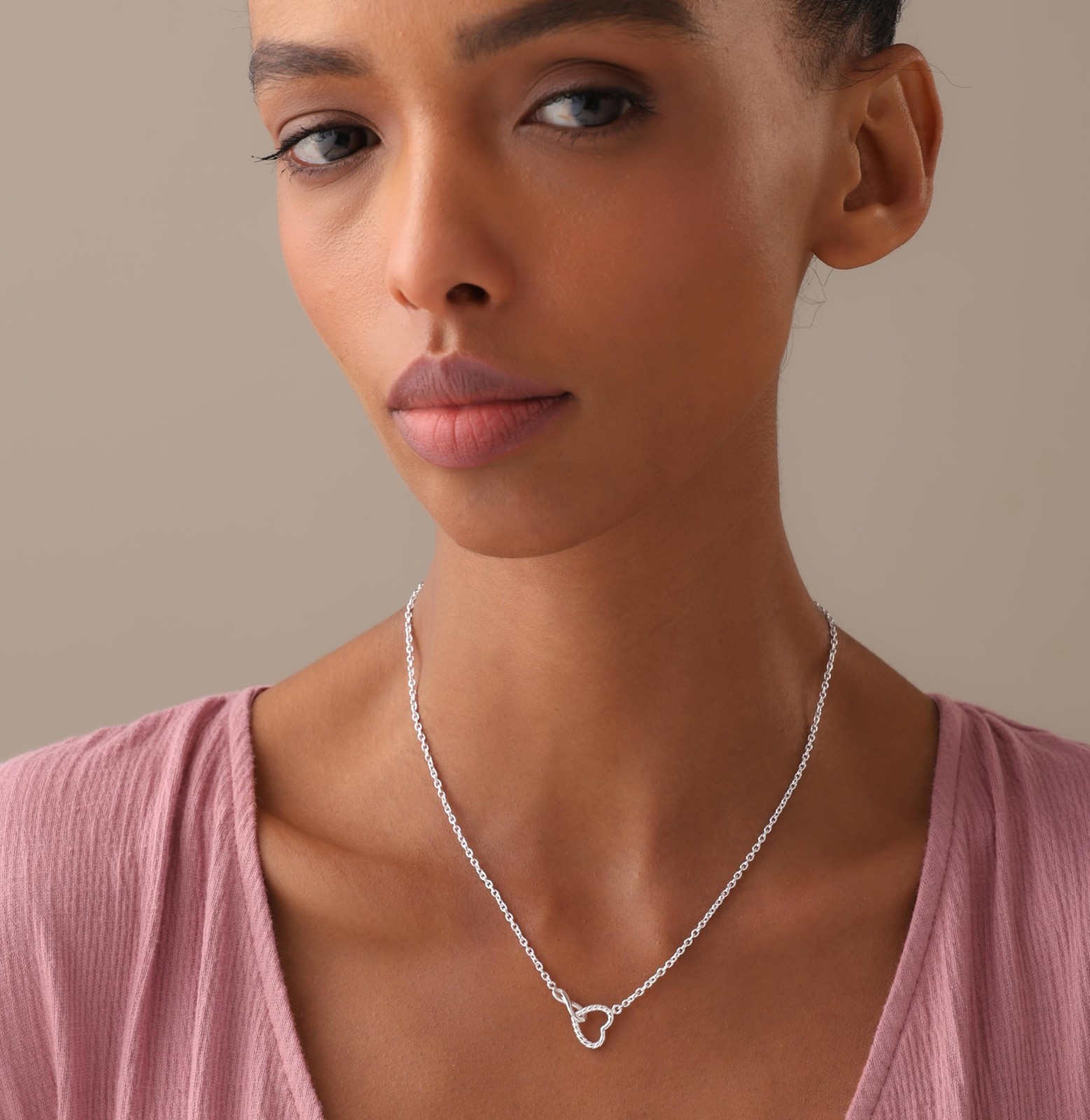 925 Sterling Silver Infinite Heart Adjustable Chain Necklace for Women Teen 18In