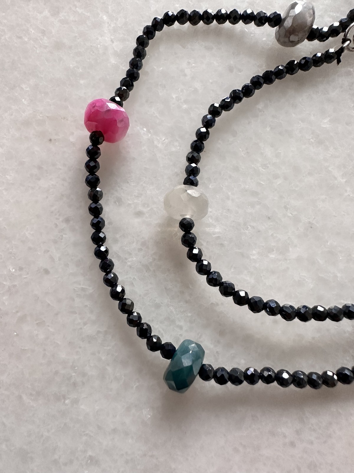 Womens Multicolor Moonstone, 925 Sterling Silver Beaded Necklace, 36in, New