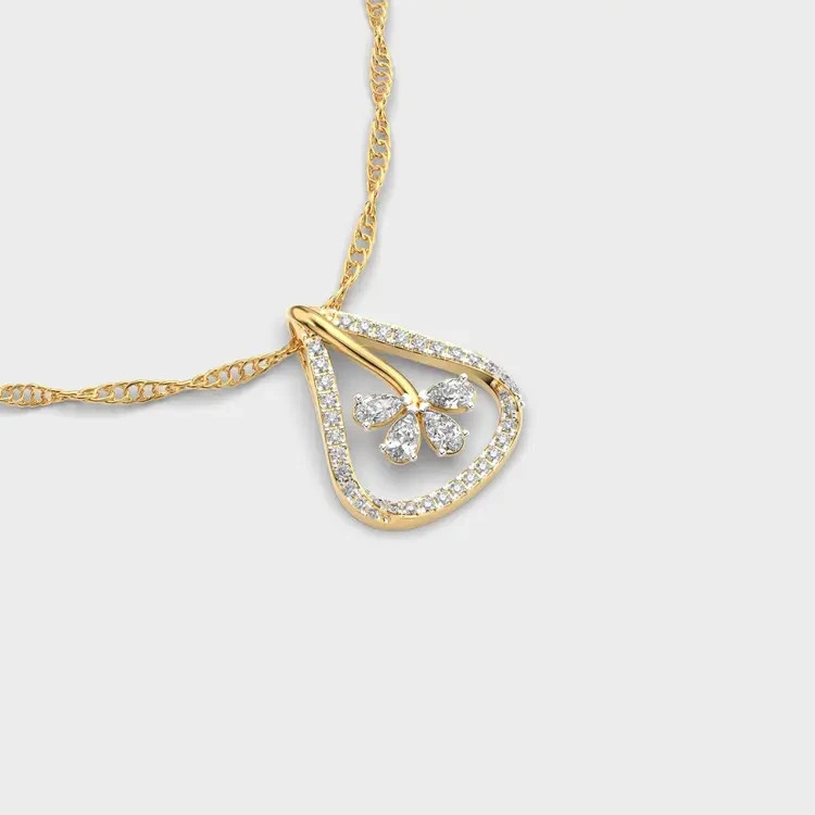 2.00 Ct Daffodil Diamond Pendant (Without Chain) 14k gold plated