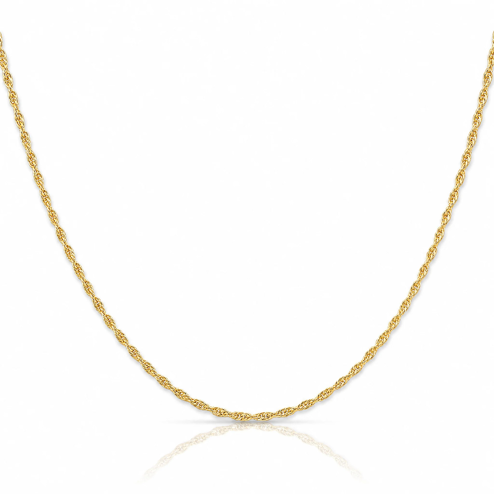 14K Yellow Gold 1.55mm Carded Cable Rope Chain Necklace 16″-24″