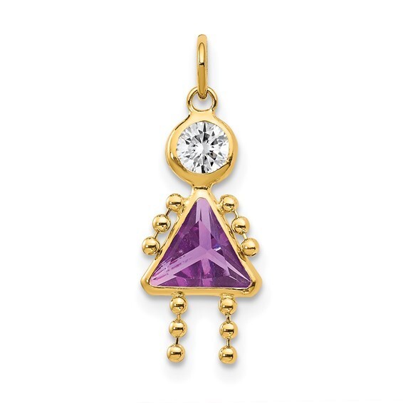 REAL 14K GOLD Birthstone Kids Charms Pendants Girl January to December .7″x .4″