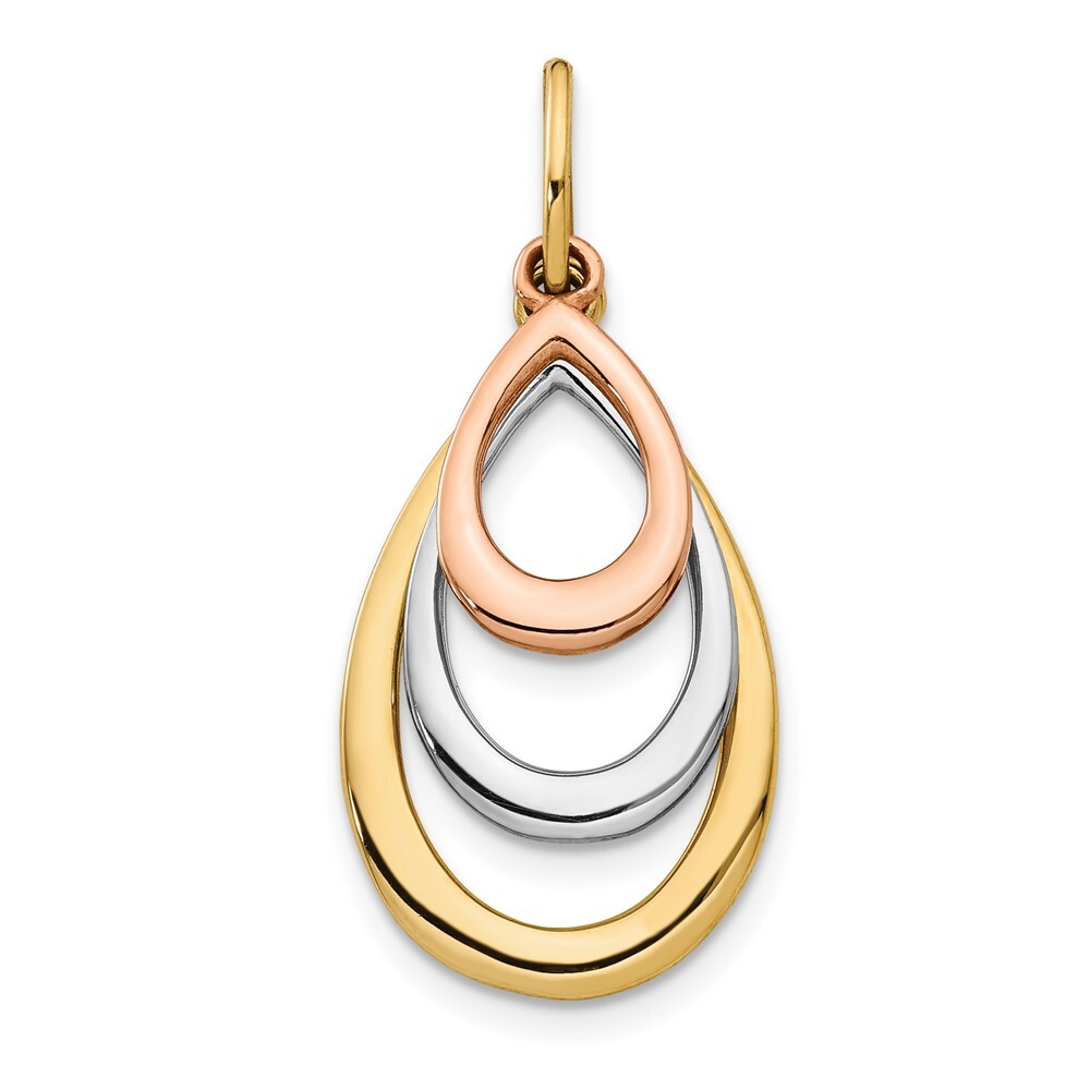 Real 14kt Two-tone with White Rhodium Polished Teardrop Pendant