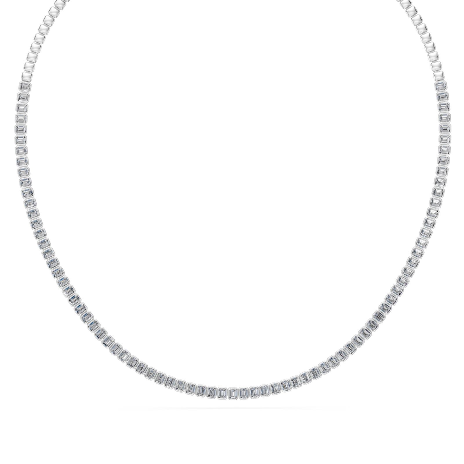 9.65 Ct Emerald Cut Diamond Tennis Necklace VS1 D-F White Gold 14k