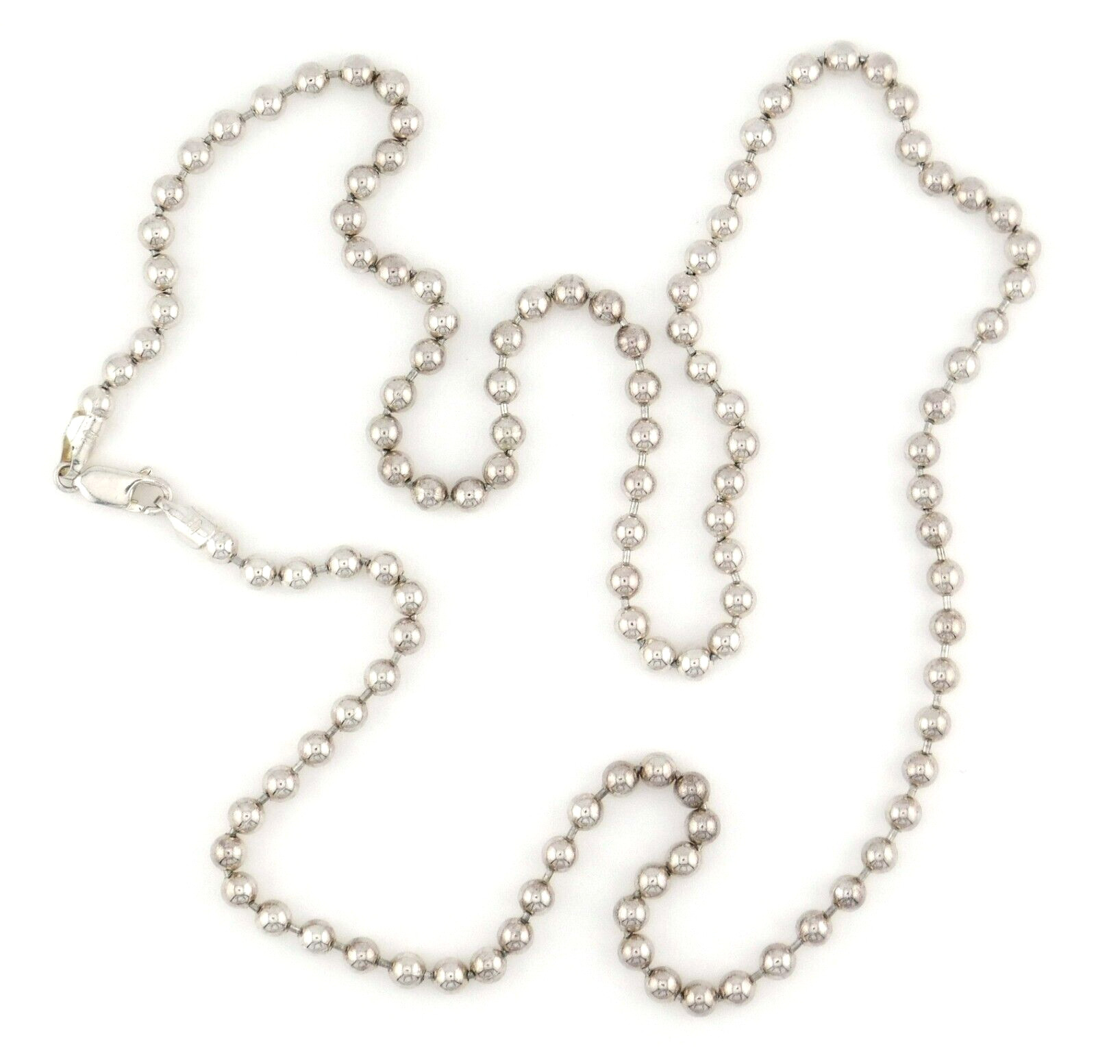 Milor Italy 925 Sterling Silver 5mm Bead Ball Link Chain 32 in. Long