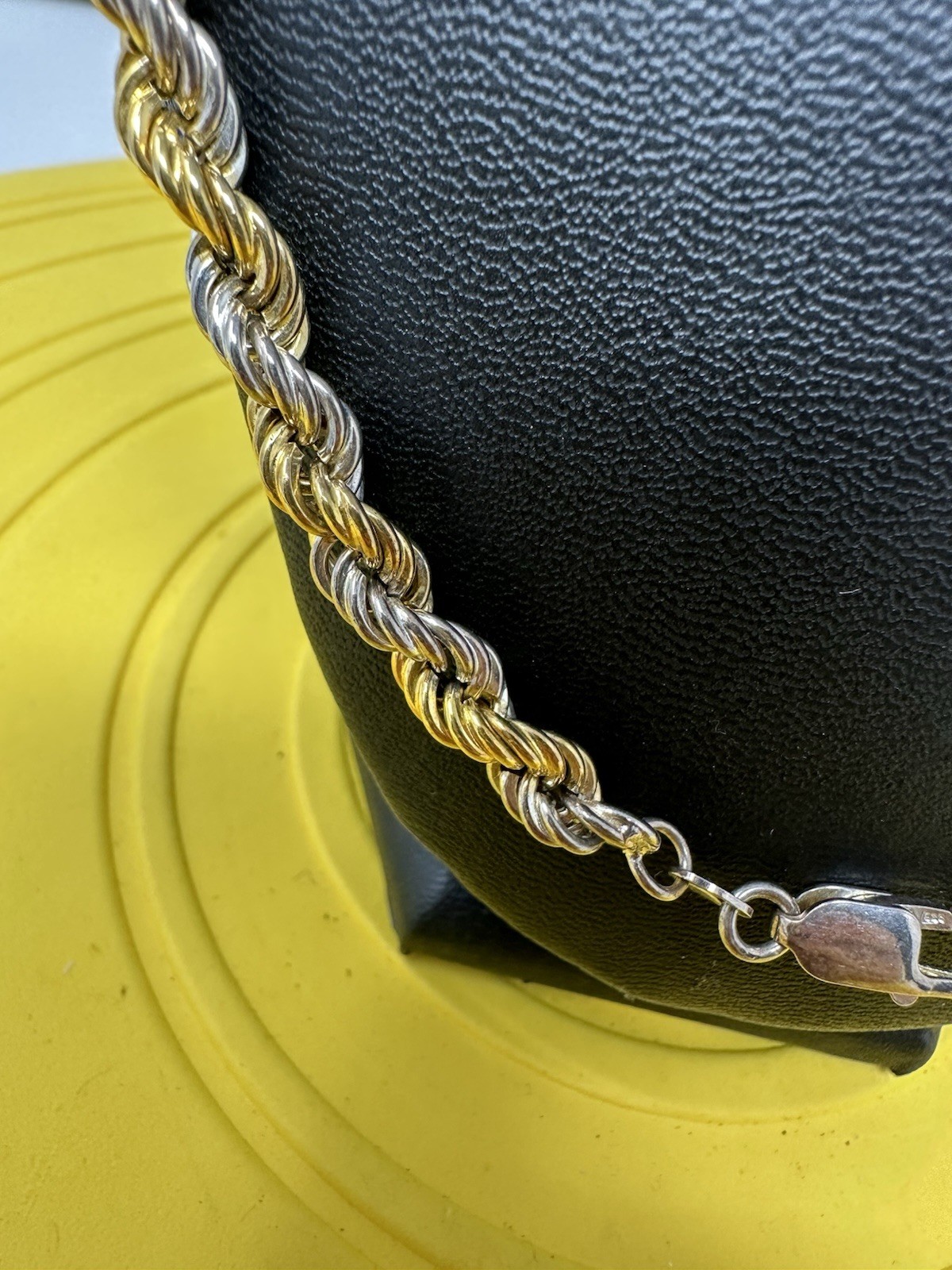 Sterling Silver Gold Plated & Silver Twisted Necklace Beautiful Modern 36g 22in