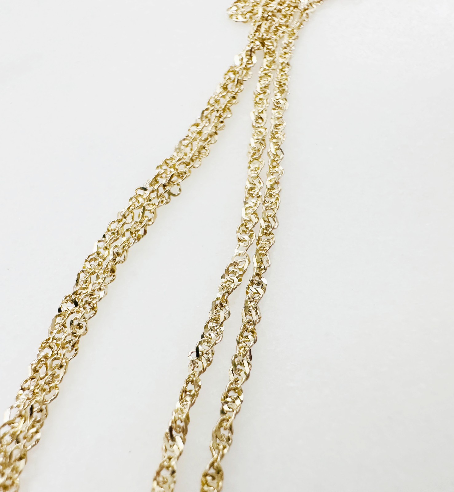 10K Yellow Gold Diamond-cut Prince of Wales Link Chain Necklace, 1.1mm, 17 3/4″