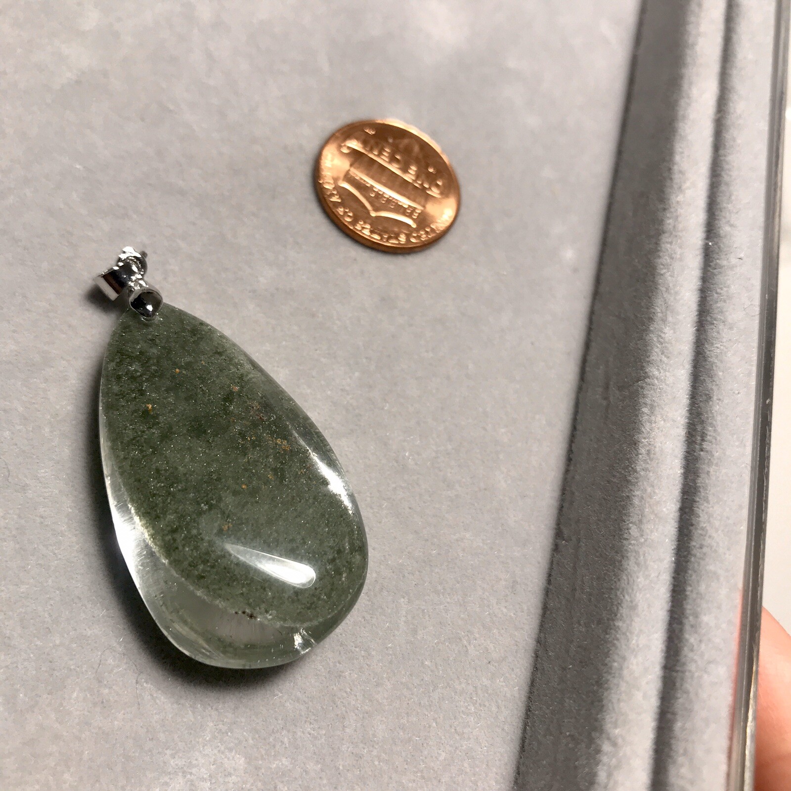 US SELLER Natural Green Phantom Quartz Pendant Teardrop Brazil Grade AA Crystal