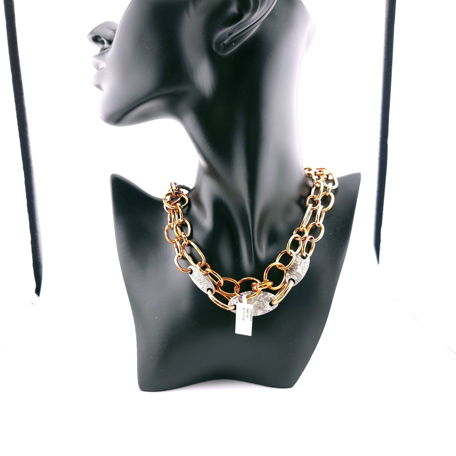 Daniel W. Danwak Sterling Silver Rose Gold Tone Large Chain Link 32″ In Necklace