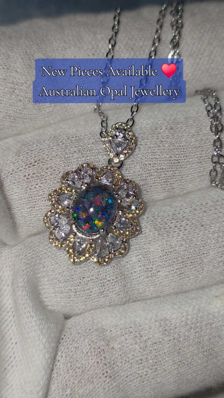 925 Sterling Silver CZ Opal Pendant | Australian Opal Mosaic | Stunning Colours