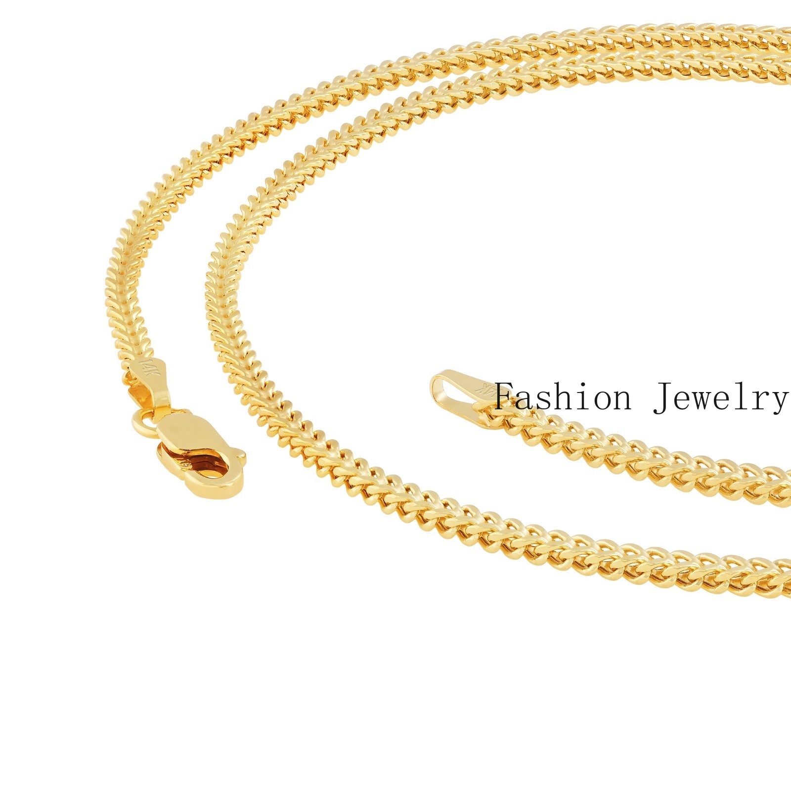 14K Yellow Gold 1.5mm Franco Box Wheat Foxtail Chain Necklace Mens Women 16″-24″