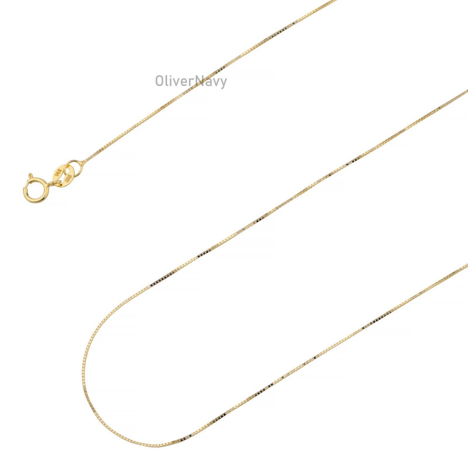 10K Solid Yellow Gold Box Chain 16” 18” 20” 22” 24′ 26” 28” 30”