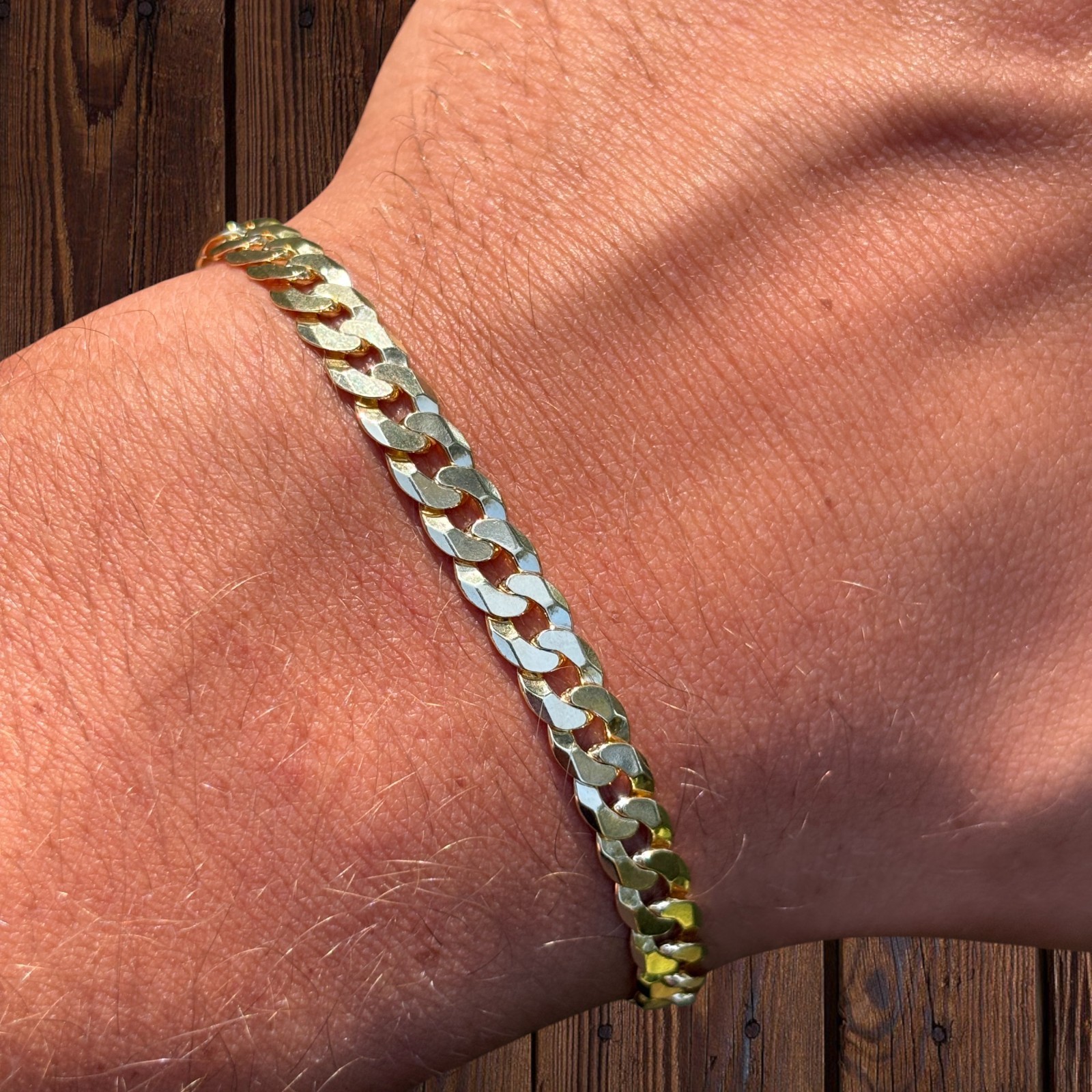 6mm Flat Curb Bracelet – Real Solid 925 Sterling Silver Or 14k Gold/Rose Vermeil