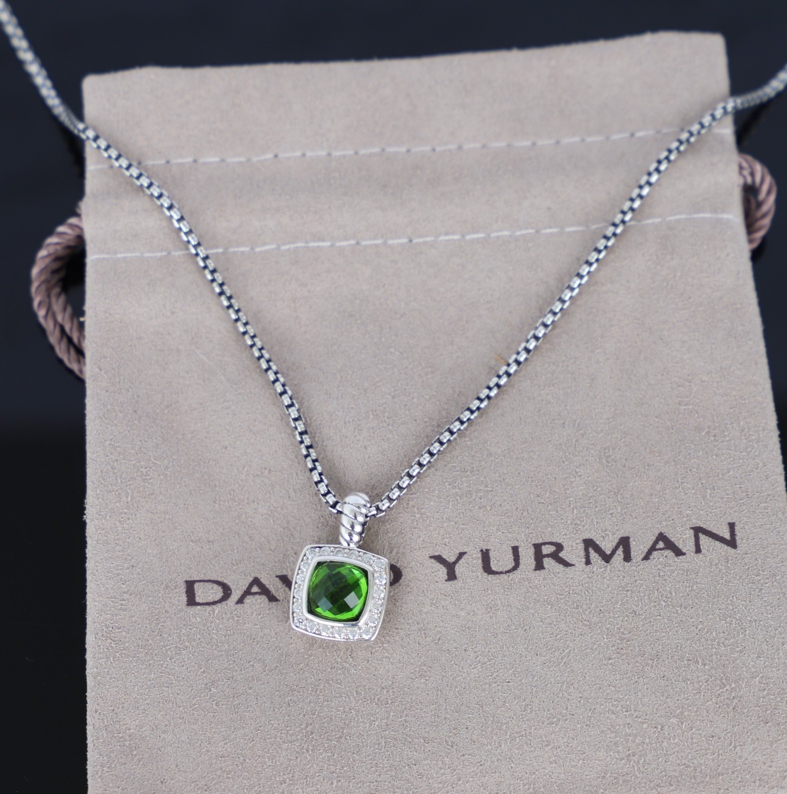 Women’s David Yurman Sterling Silver Peridot Albion Petite Enhancer Necklace