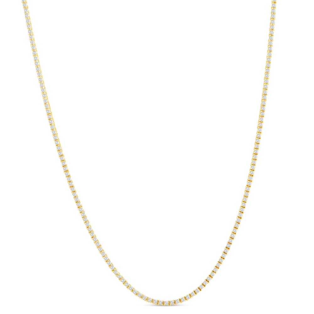 7 1/2Ct TW Round Diamond Tennis Necklace 14k Yellow Gold 17″