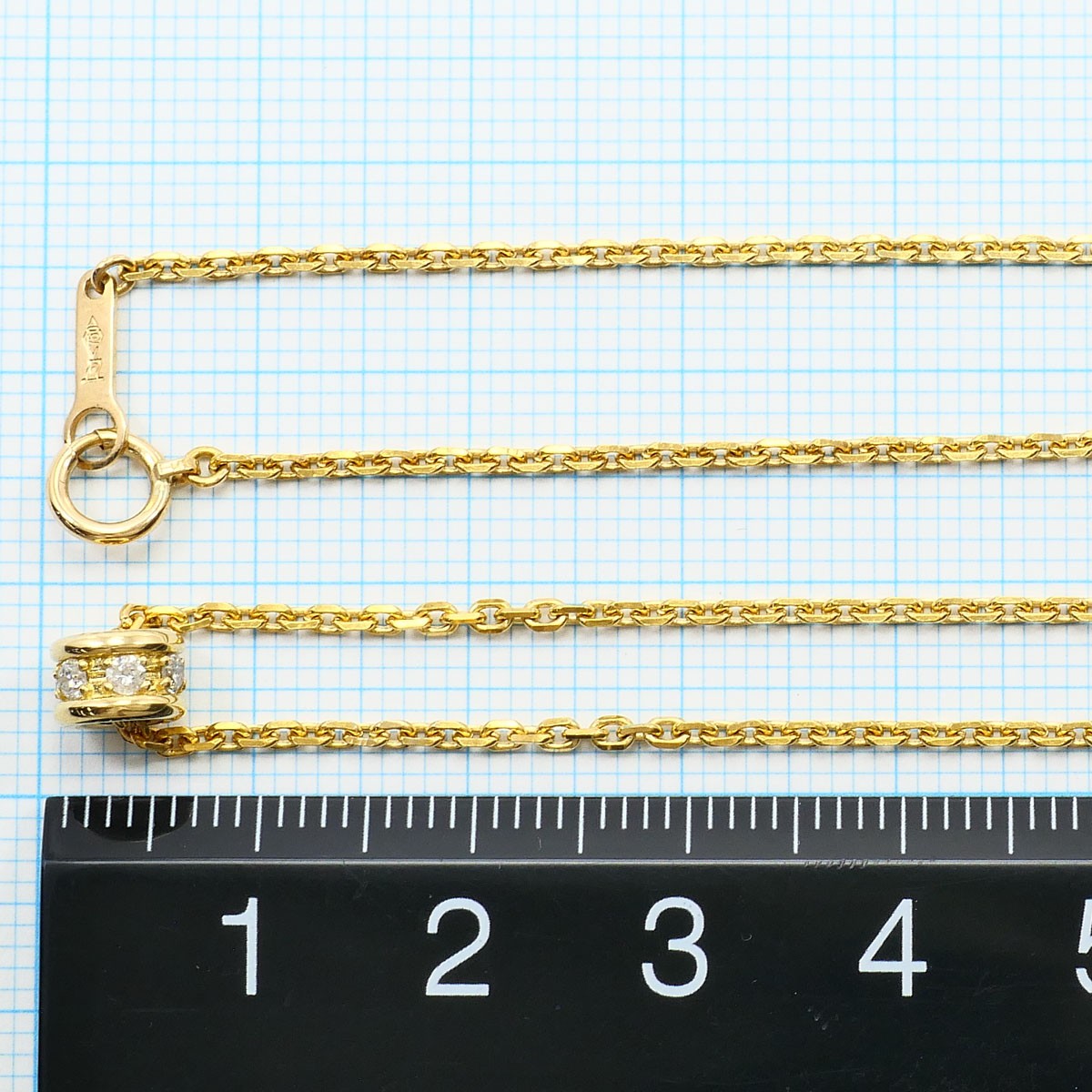 K18 18k gold Necklace Diamond 0.17ct 5.0g 40cm Free shipping Used