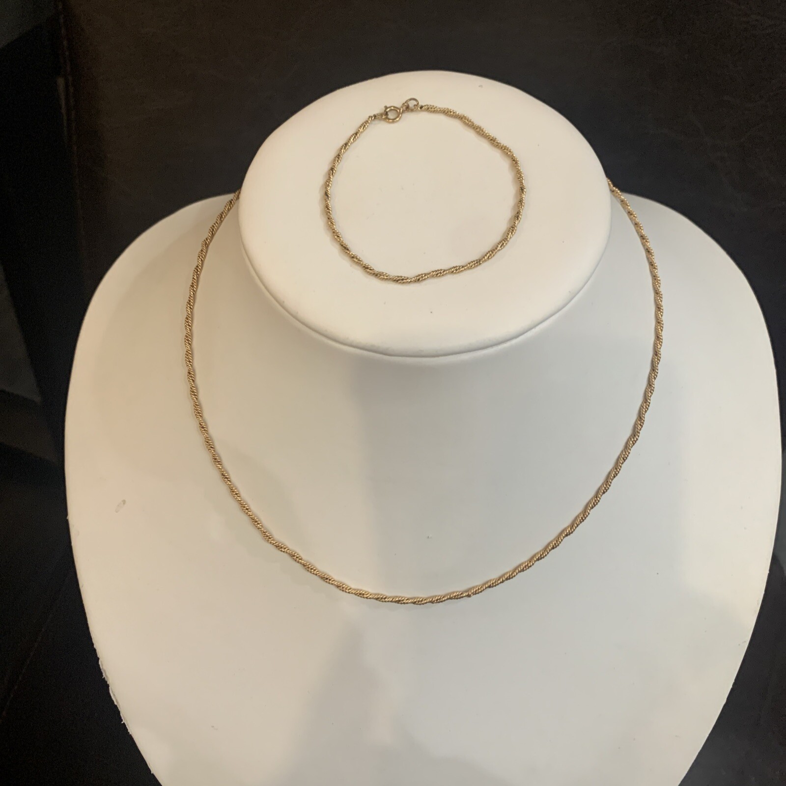 1/20 12k Gold Filled Rope Chain Necklace And Bracelet 7.86g 18.5 Inch 7 Inch