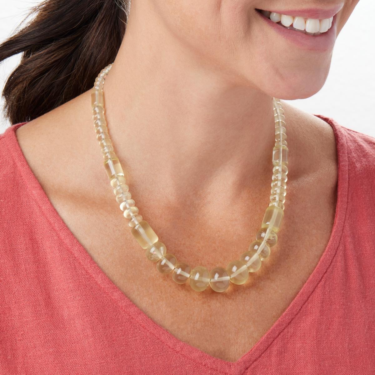 Jay King Sterling Silver Lemon Citrine Graduated Bead Necklace 18″