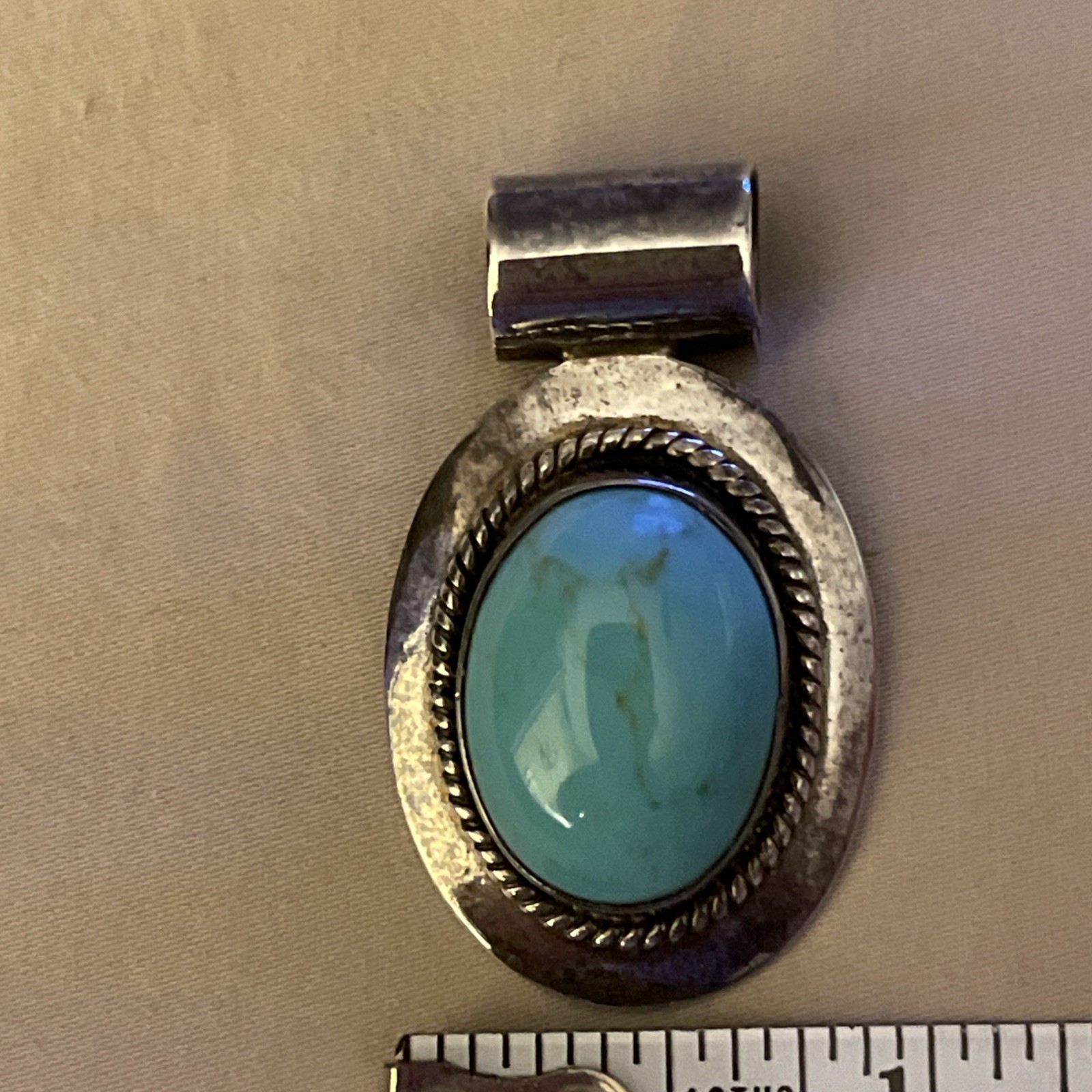 ATI Mexico Turquoise Oval Shaped Sterling .925 Slide Pendant