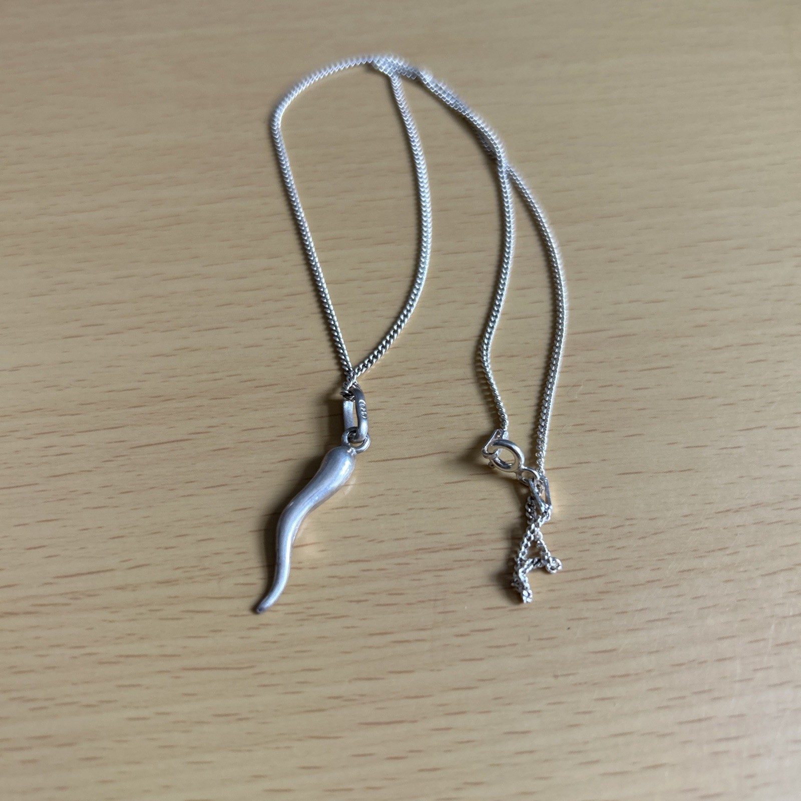 Vintage 925 Silver Pendant / Horn Of Plenty / Lucky Horn & 40cm Chain/