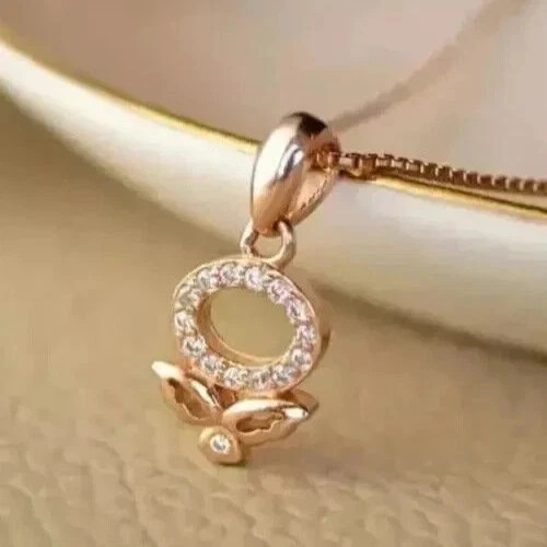 1Ct Round Cut Real Moissanite Women’s Fancy Pendant 14K Rose Gold Plated
