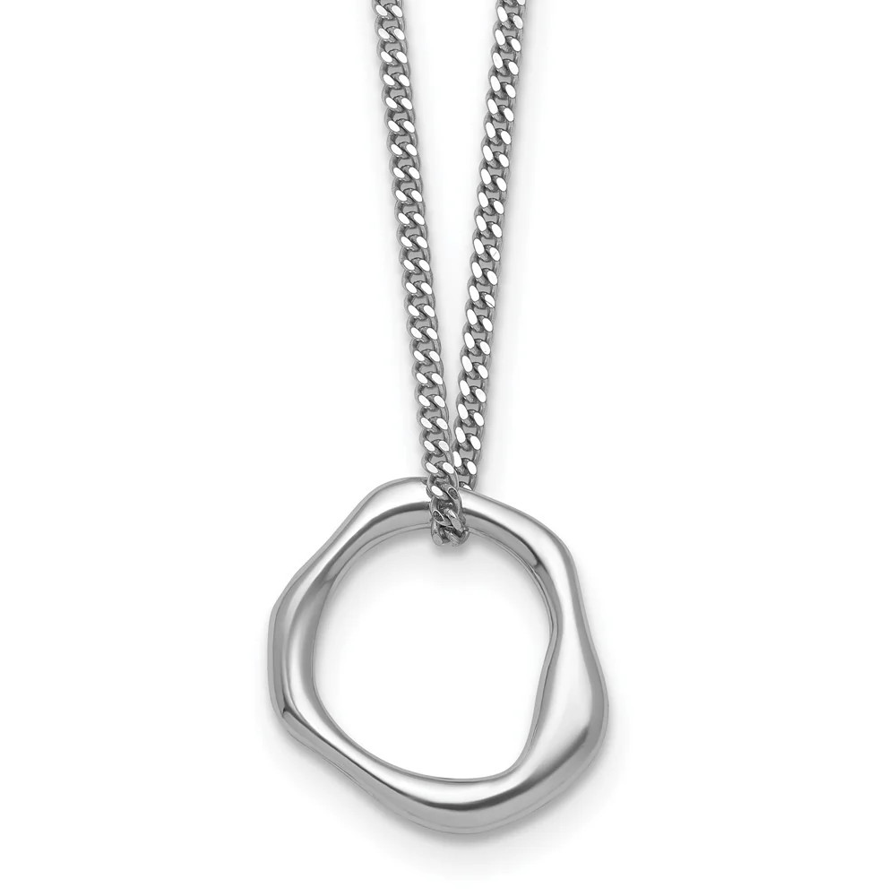 Sterling Silver Rhodium-Plated Polished 16 With 2in Ext Abstract Necklace