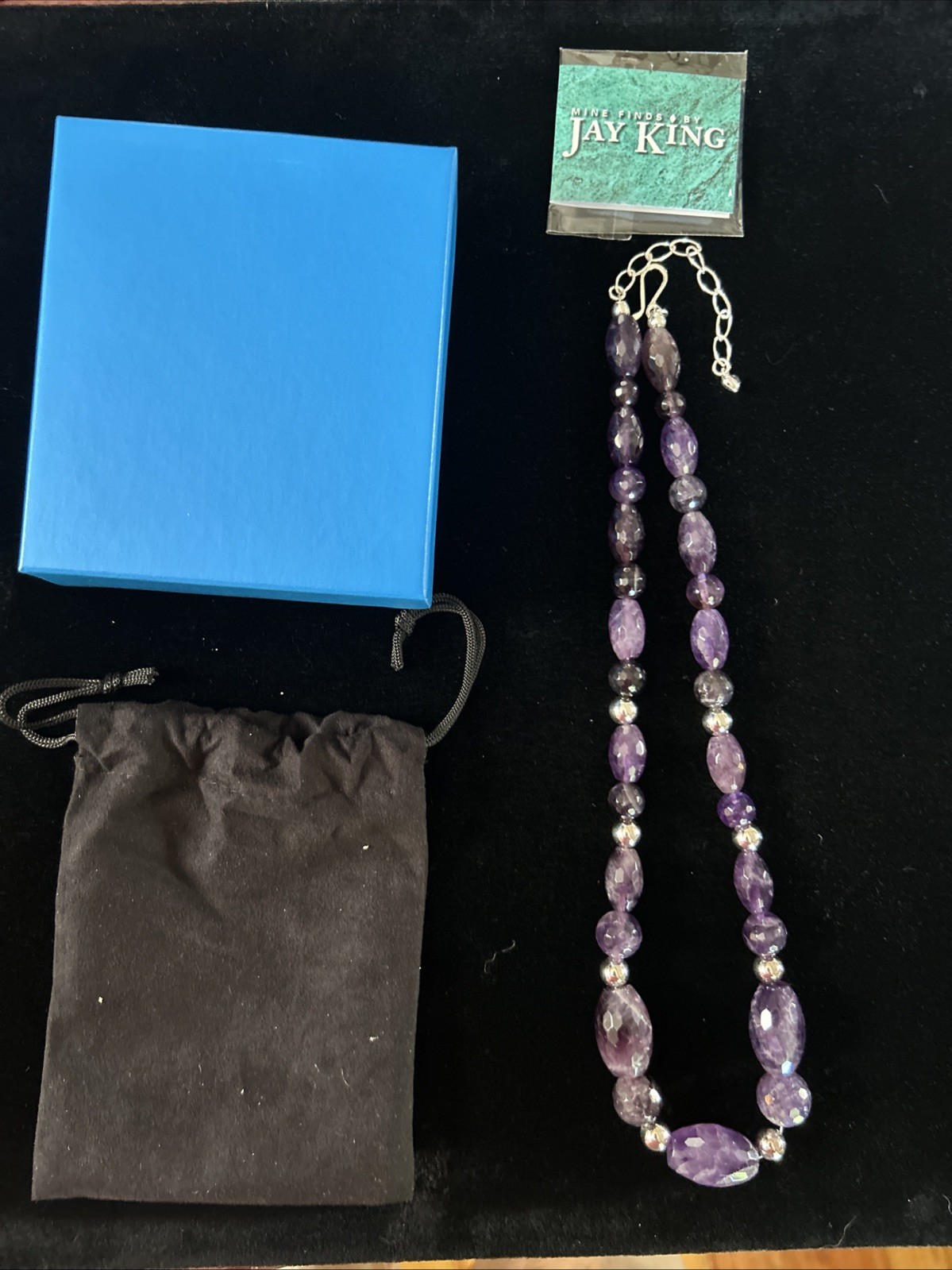 Jay King Mine Finds DTR Sterling Silver Purple Amethyst Necklace 20”-22 NIB