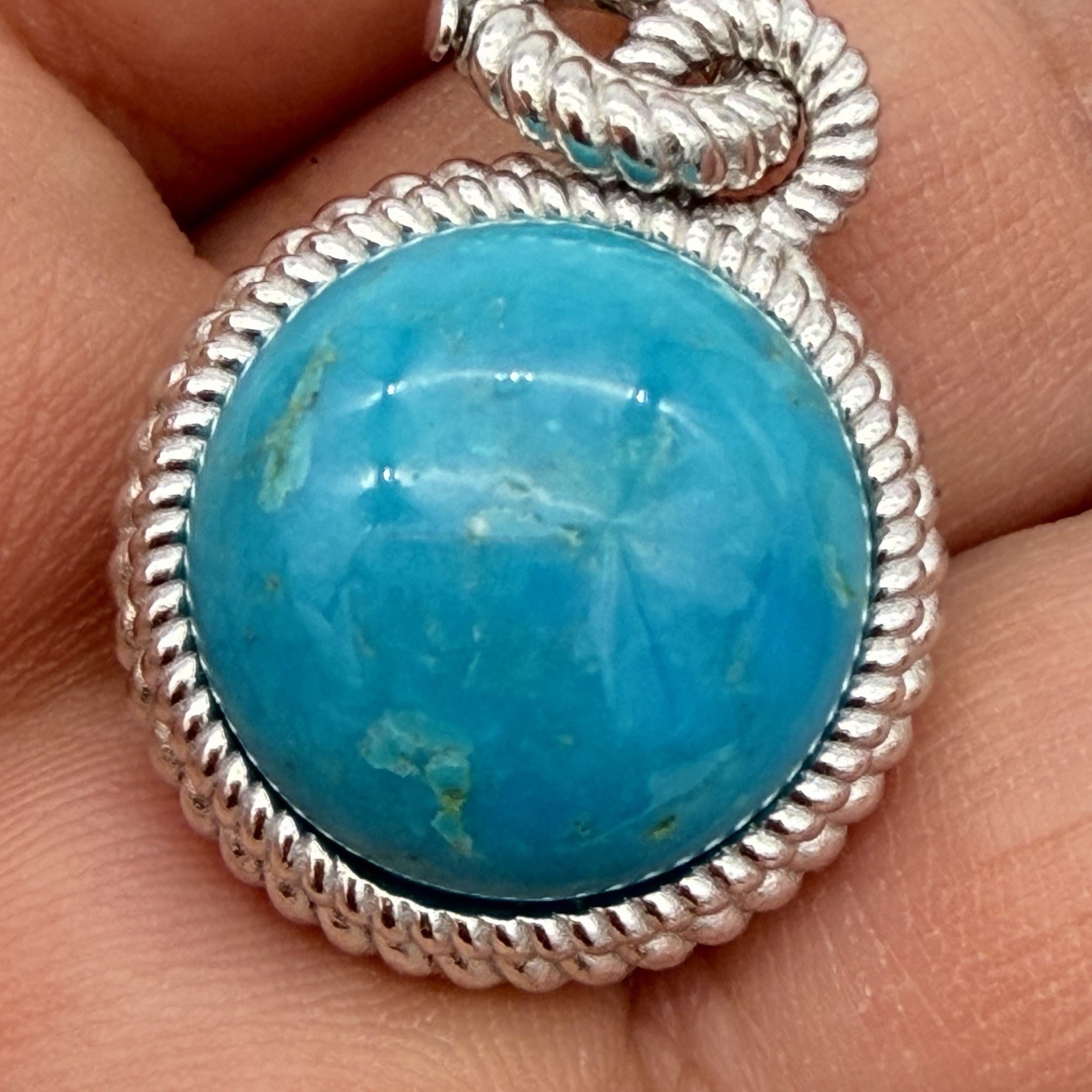Judith Ripka Turquoise Blue ball sterling enhancer pendant or charm Heavy Chunky
