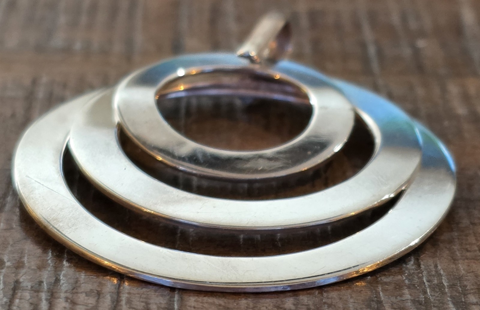 Handmade 925 Sterling Silver Mexico Pendant Circles Asymmetrical Modernist 2in