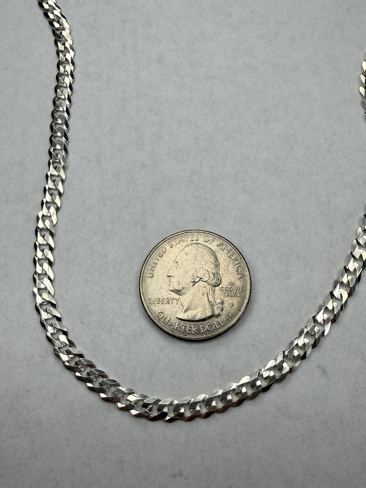 Vintage Solid Sterling Silver Flat Cuban 5mm Link 21.75” Chain Necklace – 12g