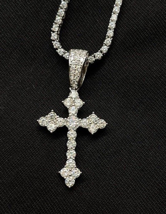 Cross Pendant & 2mm 18 Inch Tennis Chain 925 Silver