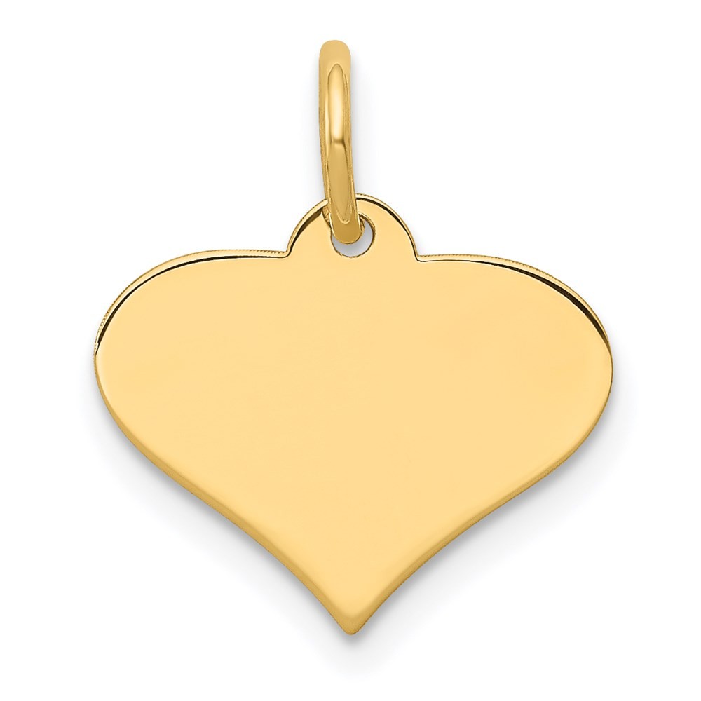 14k Yellow Gold Plain .011 Gauge Engraveable Heart Disc Charm