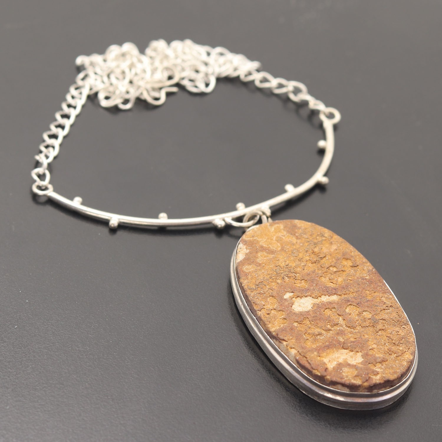 German Dendrite Gemstone 925 Sterling Silver Handmade Necklace Jewelry Gift For
