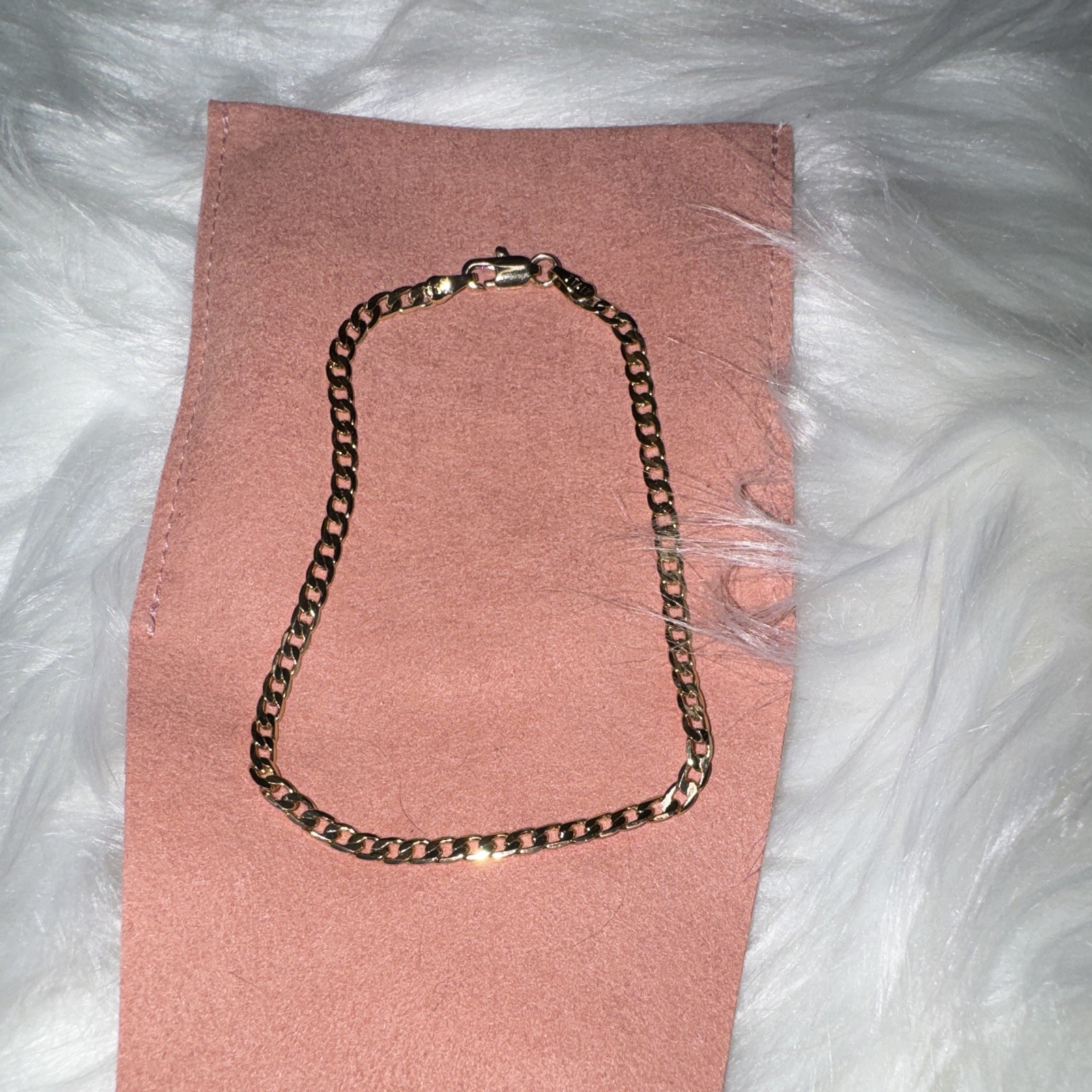 Cuban Curb Link Chain Bracelet 18K Gold 9inch, 3.3mm, Italy 750 Stamped
