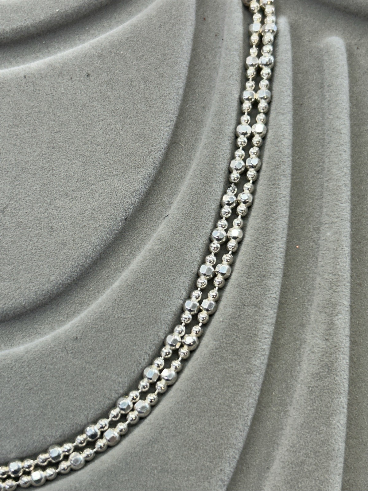 SILVER .925 36IN 24 GRAMS Diamond Cut Beaded NECKLACE