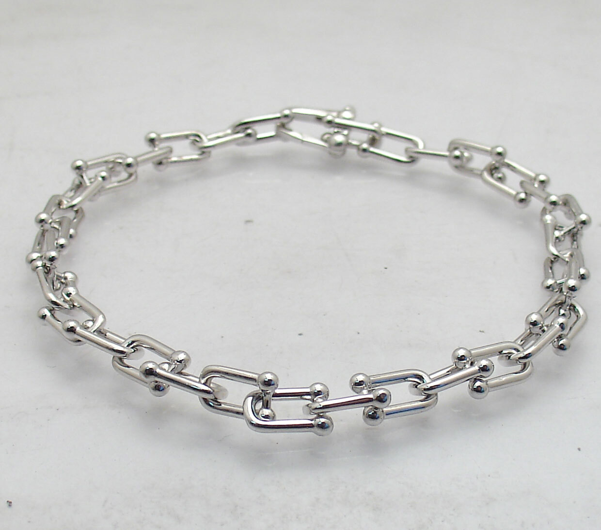 Solid U Link Hardware Chain Bracelet or Necklace Anti-tarnish Real Solid Silver