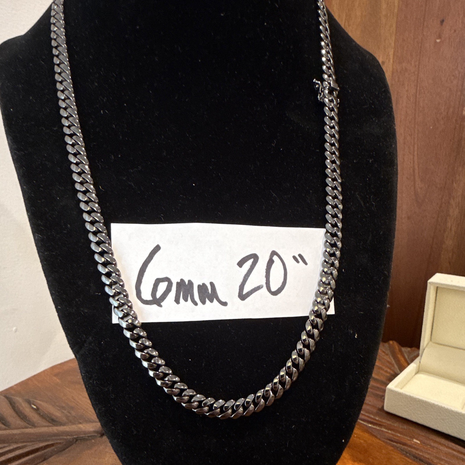 Miami Cuban 6mm 20” (44g) Black Rhodium Platinum Finish over SOLID 925 Silver