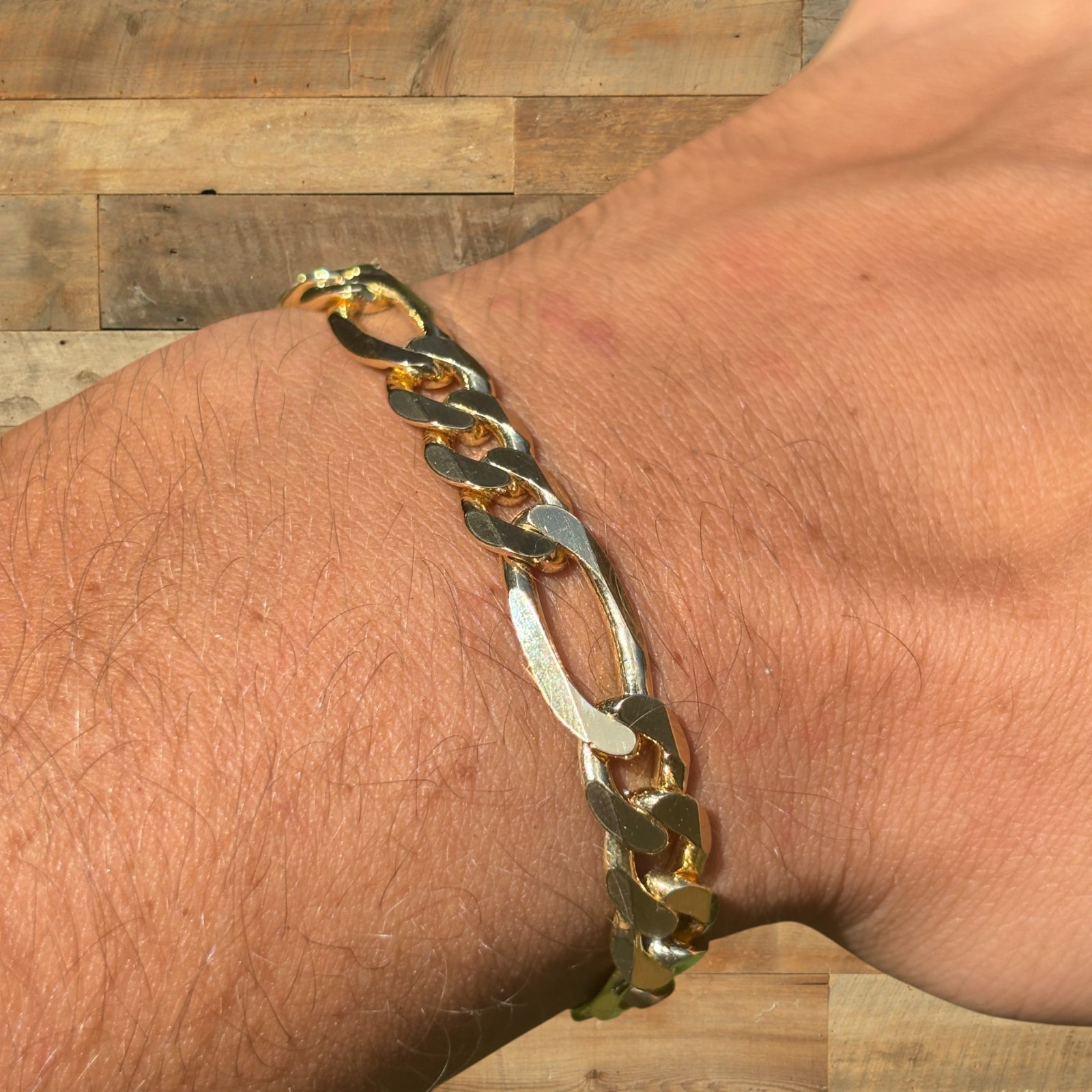 8mm Figaro Bracelet Link – Real Solid 925 Sterling Silver Or 14k Gold Vermeil