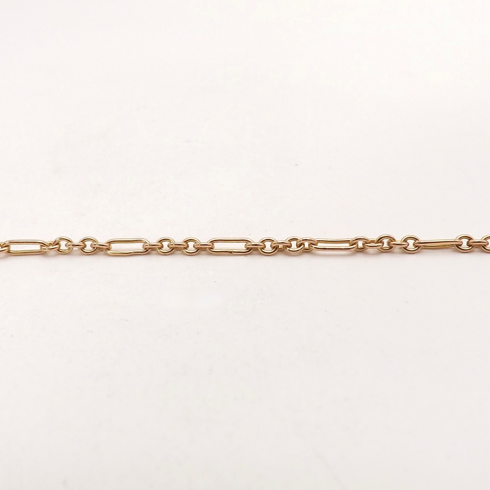 Solid 10k Rose Gold Art Deco Oval Round Cable Link Chain Necklace 15in