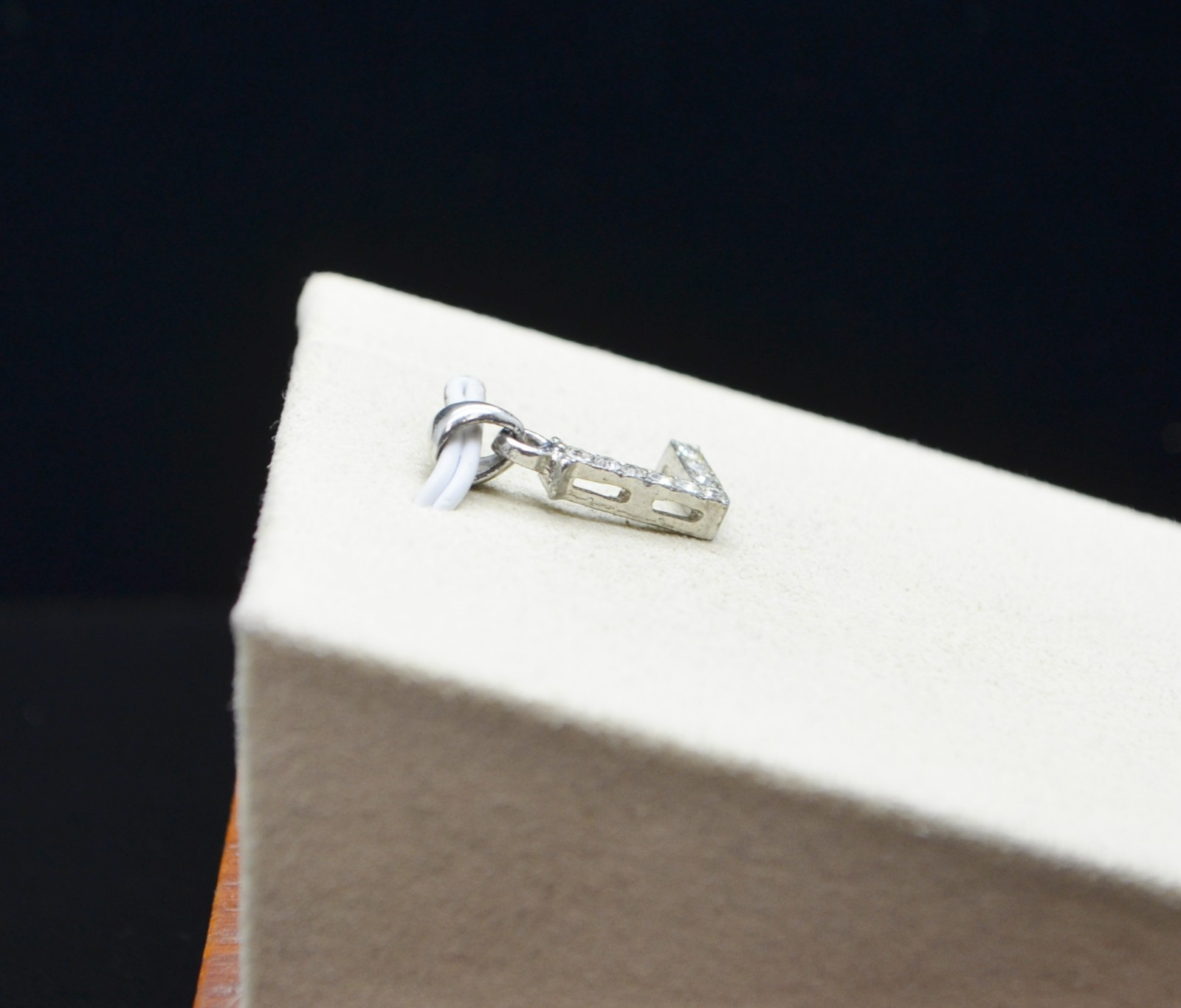 Sterling Silver Clear Gems “L” Shaped Pendant / Charm #FMH127