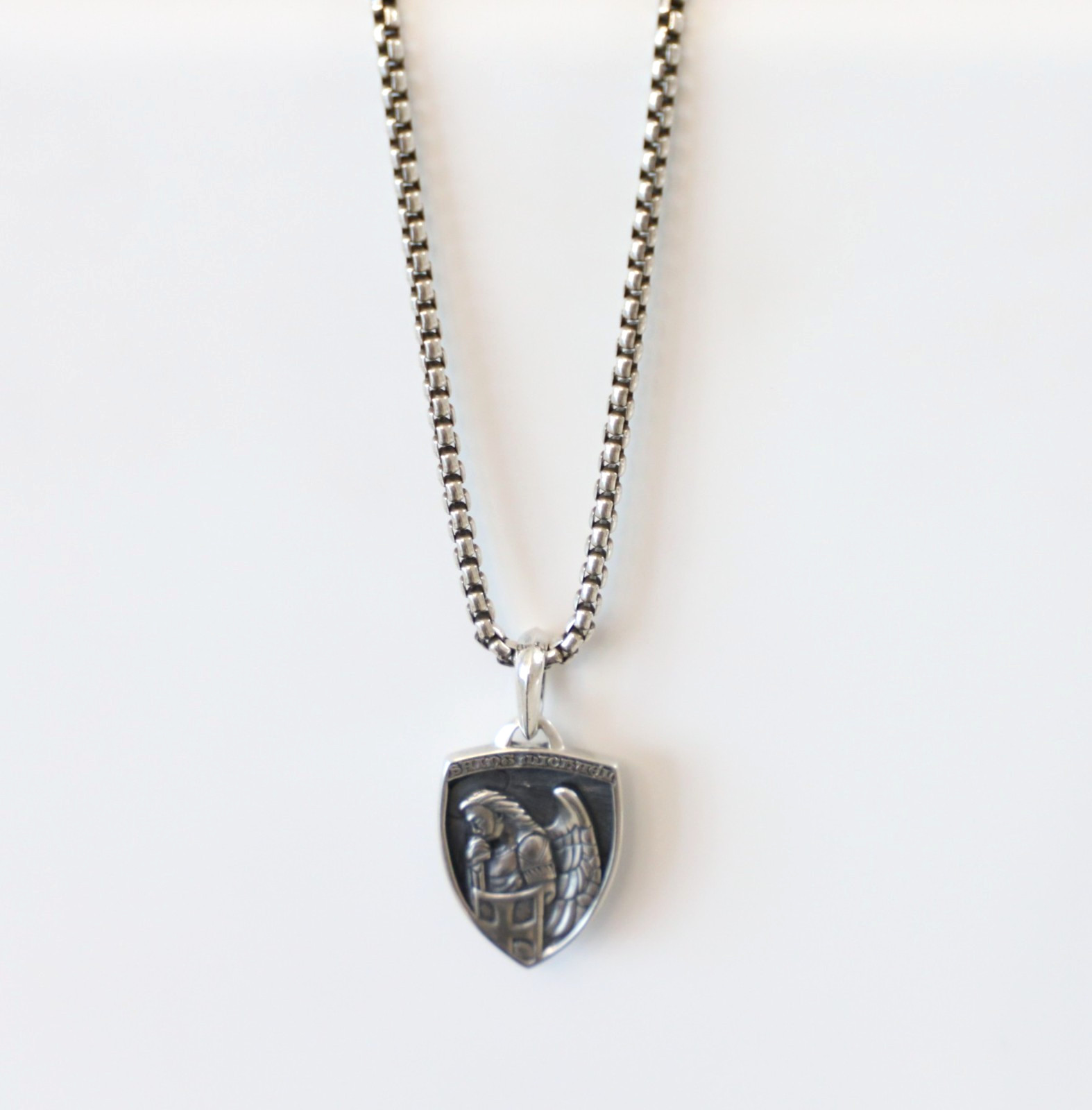 Men’s David Yurman Saint Michael Pendant Amulet with w/ 2.7mm Box Necklace
