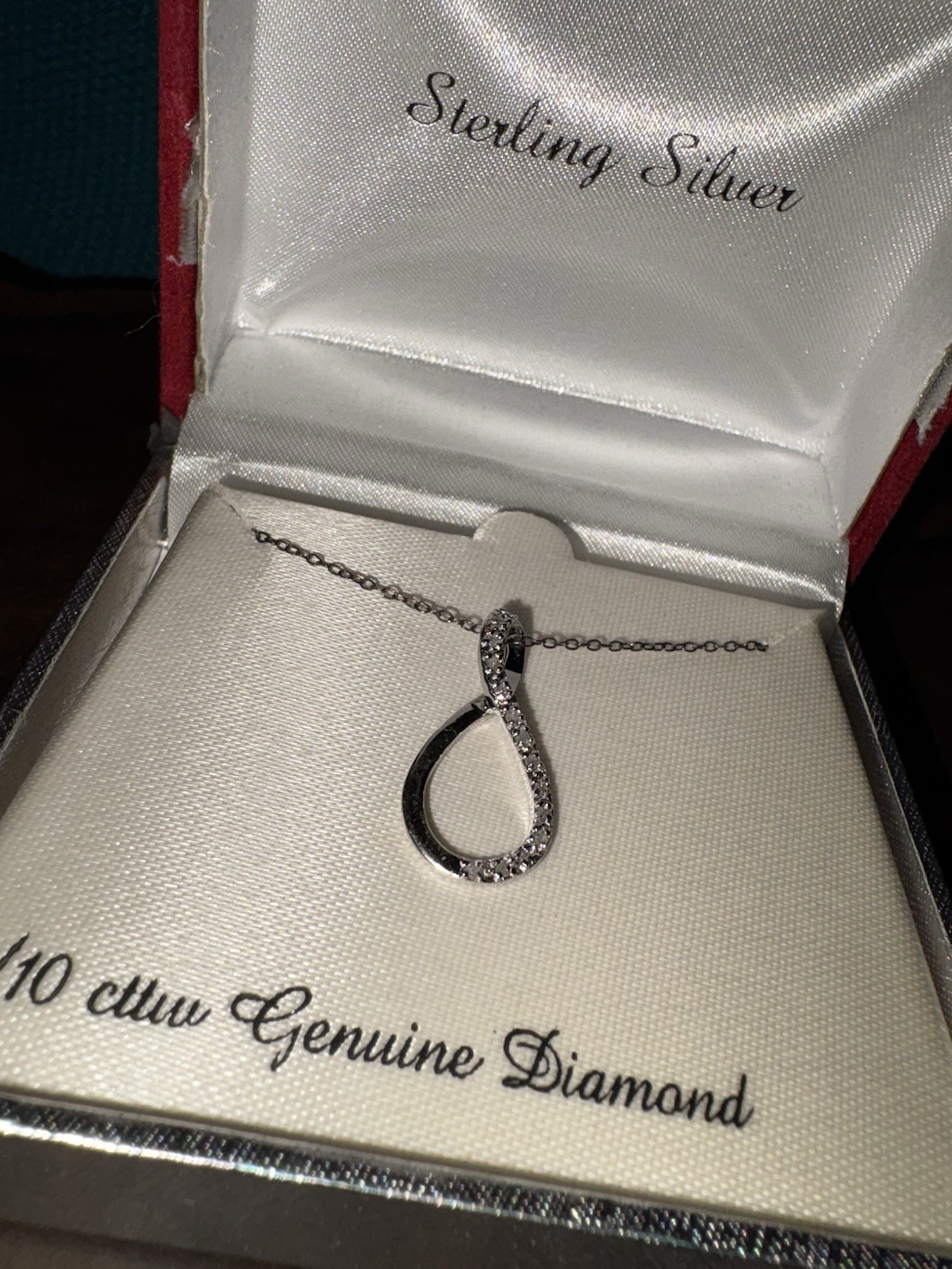 Amazing Sterling Silver 1/10 Ct Genuine Diamonds Infinity Pendant & Necklace 18”