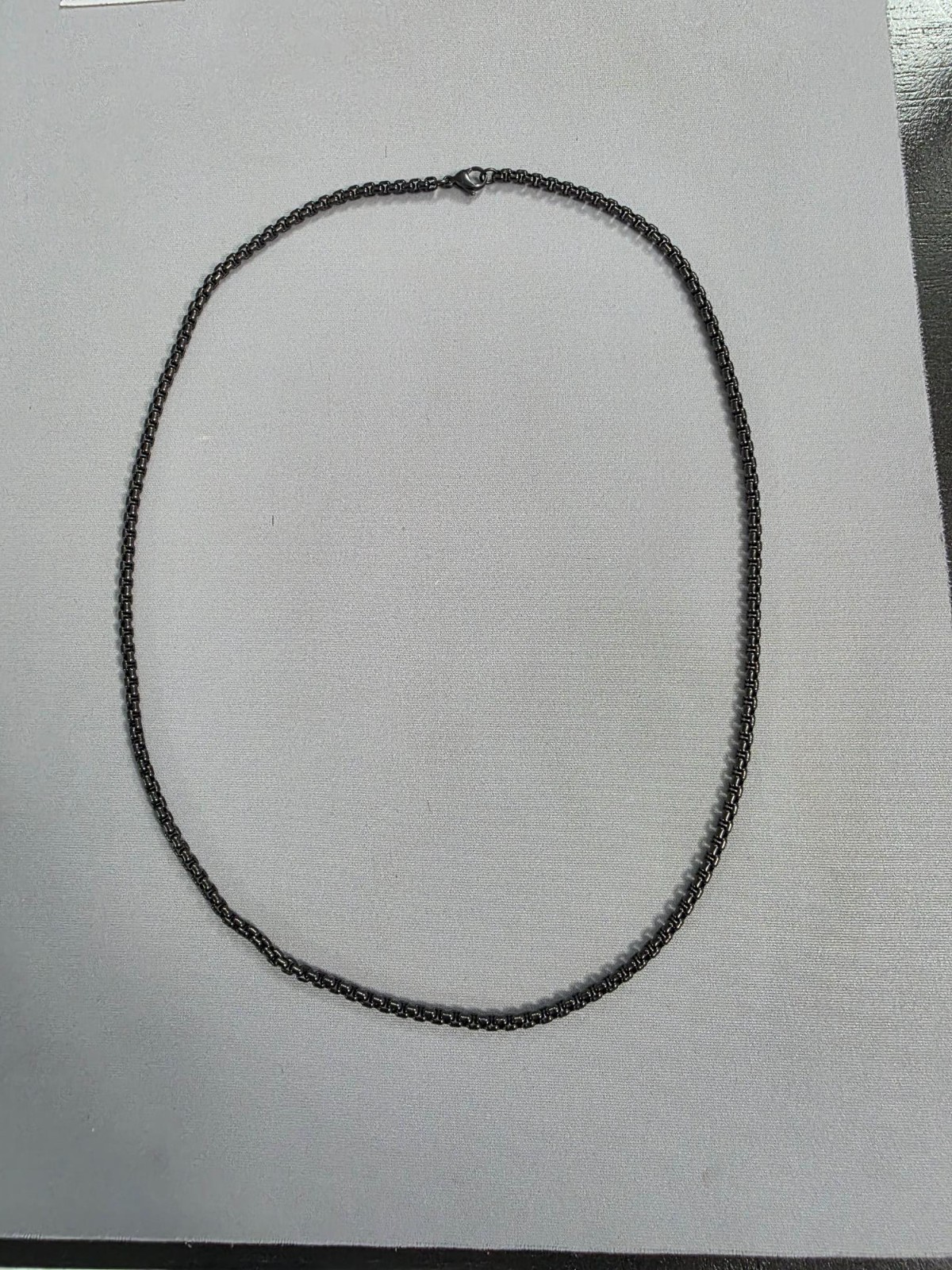 David Yurman 26 Inch Box Chain Necklace in Darkened Stainless Steel, 4mm