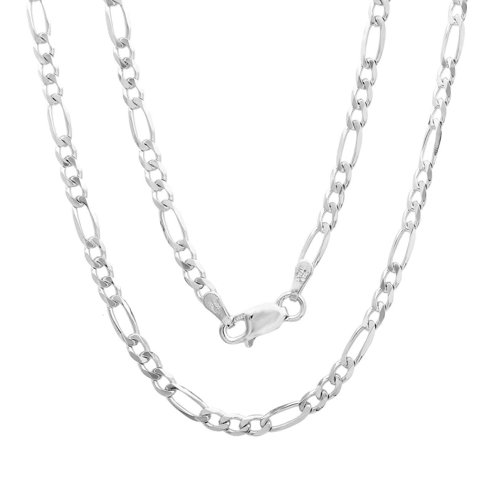 Verona Jewelers Sterling Silver 925 Italian 3MM Figaro Link Chain Necklace